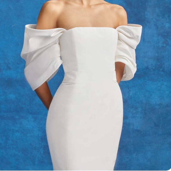 Carolina Herrera White Bride Wedding Gown Dress with Sleeves Fall 2022 Size 6 - Picture 5 of 5